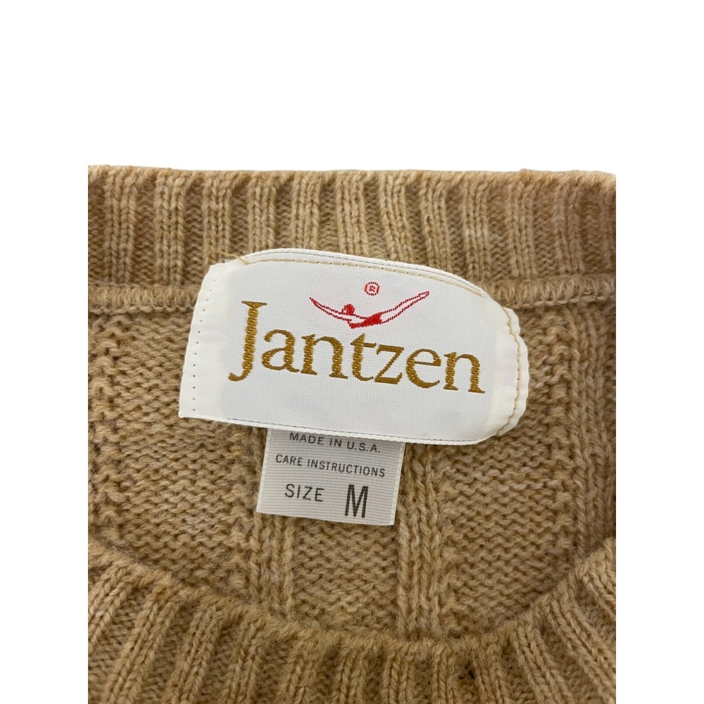 Jantzen Sweater Brown Mens Medium Pullover Cable Knit Square Neck Long Sleeve - Picture 3 of 8
